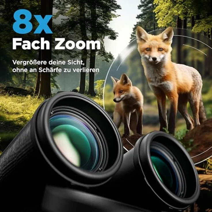 AlpinSpirit© Fernglas 8x42, Testsieger mit Hardcase & Zubehör, brillant für Brillenträger, wasserabweisend, FMC+BAK4, schwarz – Bild 5