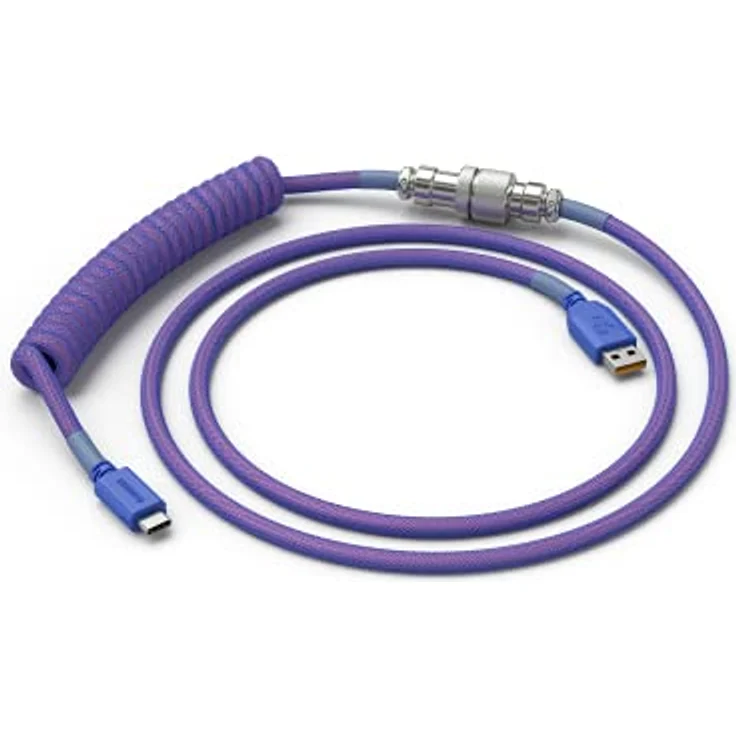 Glorious PC Gaming Race Coiled Cable Nebula, USB-C auf USB-A Spiralkabel, USB C Kabel Spiralkabel, Coiled Cable Keyboard mit Aviator Plug, 1,37 Meters, Ordentlich USB C Spiralkabel, violett – Bild 5