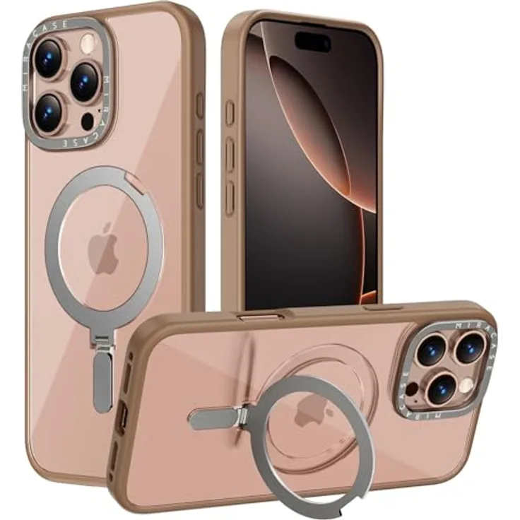 Miracase Magnetic Hülle für iPhone 16 Pro Max 6,9' mit integriertem Ständer und MagSafe-Kompatibilität, stoßfest, Wüstenbraun