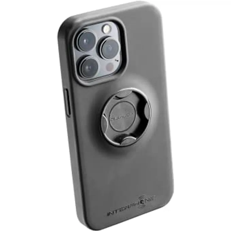 INTERPHONE iPhone 14 PRO-Hülle, spezielle Motorrad Handyhalterung mit QUIKLOX Modular System und Schnellverschlusshaken, stoßfest und mit Anti-Verlust-Gurt