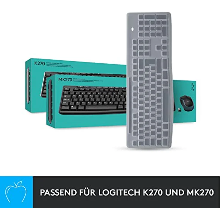 LOGITECH K270-tastaturschutz Silber  Silber One Size, Tastaturabdeckung aus strapazierfähigem Silikon, transparentes Design, einfach zu reinigen – Bild 7