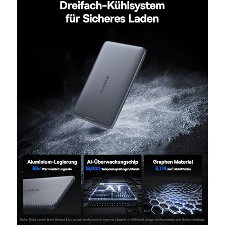 Baseus Picogo AM41 Power Bank, Ultra Slim 5000mAh Magsafe Powerbank mit PD 20W Schnellladung, magnetische Externe Batterie, USB-C Kabel, Space Grau – Bild 4