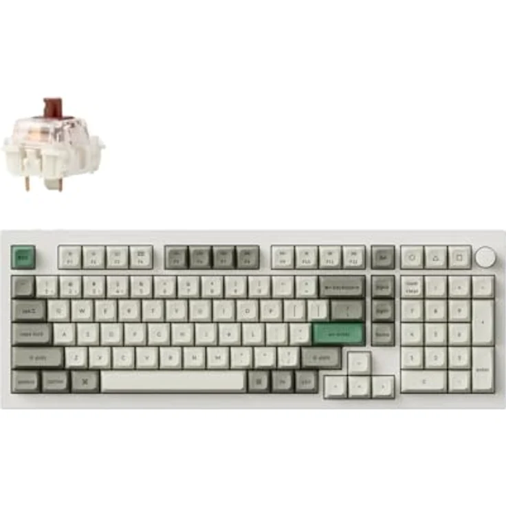 Keychron Q5 Max Kabellose Mechanische Tastatur, Voll-Aluminium, 2.4 GHz, Bluetooth, QMK, 96% Layout, RGB mit Hot-swappable Gateron Brown Schalter Kompatibel mit Mac Windows Linux - Weiß – Bild 1