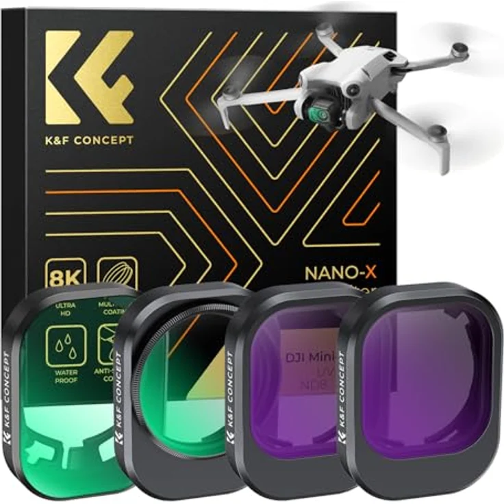 K&F CONCEPT CPL+UV+ND8+ND16 Filterset für DJI Mini 4 Pro, hochentwickelte Multi-Beschichtung, reduzierte Reflexionen, 4-teilig – Bild 1