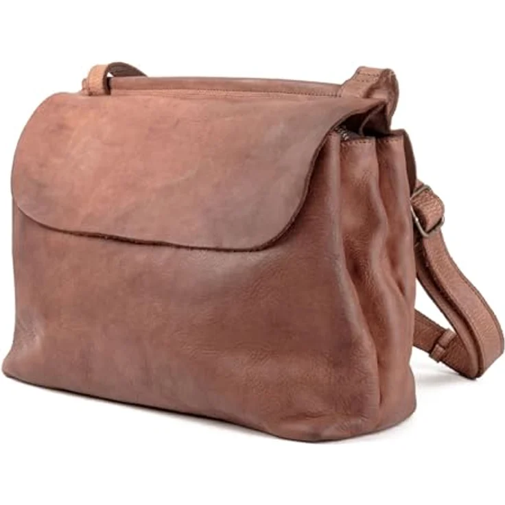 Harold's Submarine Shoulderbag flap L, Umhängetasche aus pflanzlich gegerbtem Rindleder, hellbraun, inkl. Reißverschlussfächer und verstellbarem Schultergurt – Bild 2