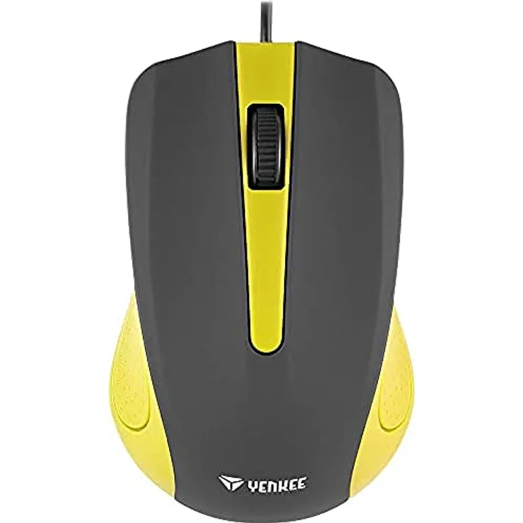 Yenkee YMS 1015YW USB-Maus mit SUVA-Kabel, Ergonomisches Design, für zu Hause und Büro,Kabellänge: 1,25 m, Wired Mouse, gelb