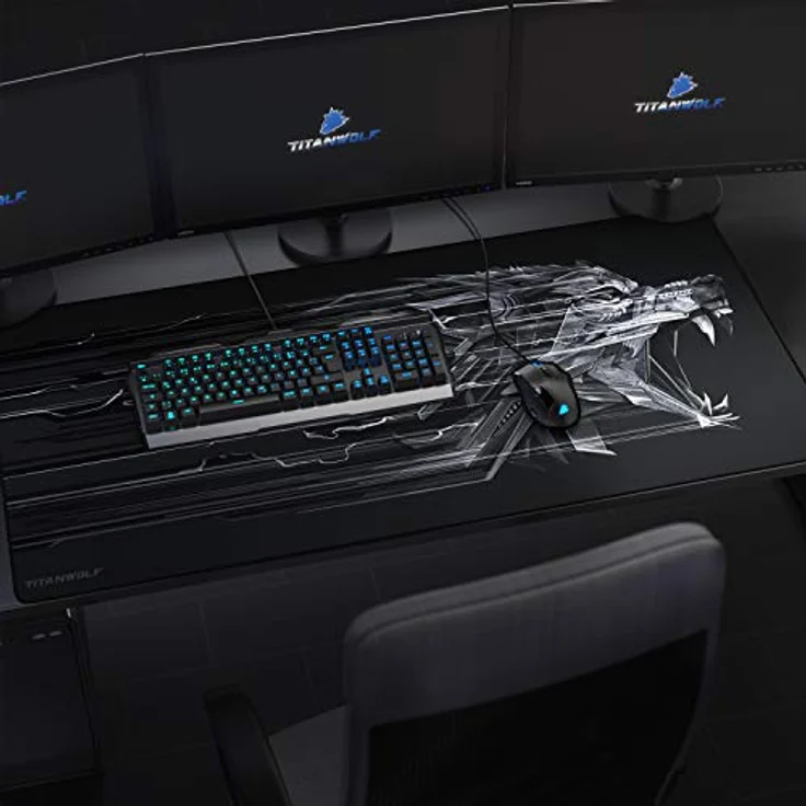 CSL - Übergröße Mauspad Gaming Titanwolf 1200x600mm - XXXL Mousepad groß mit Motiv - Tischunterlage Large Size - verbessert Präzision und Geschwindigkeit - XXL z.B. für Logitech Maus und Tastatur – Bild 7