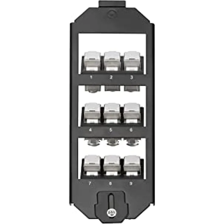 DIGITUS Bodentank-Halter - Für 9 Keystone-Module - OBO Bettermann, Ackermann Kompatibel - 45° Auslass - Metall - Schwarz