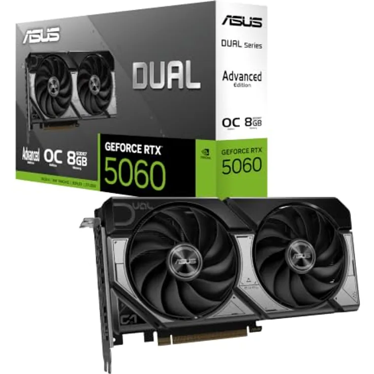 ASUS GeForce RTX 5060 DUAL OC Advanced, 8GB GDDR7 RAM, Overclocked, 228mm, PCIe 5.0, 0dB-Technologie