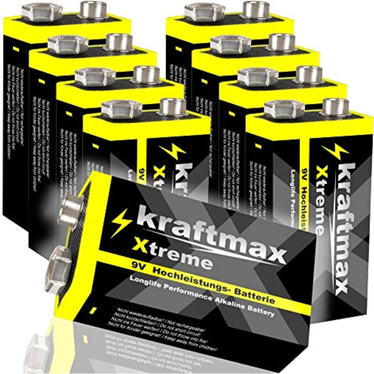 kraftmax 8er Pack Xtreme 9V Block Longlife Batterien 6LR61 9 Volt Batterie, hohe Leistung & lange Haltbarkeit – Bild 2