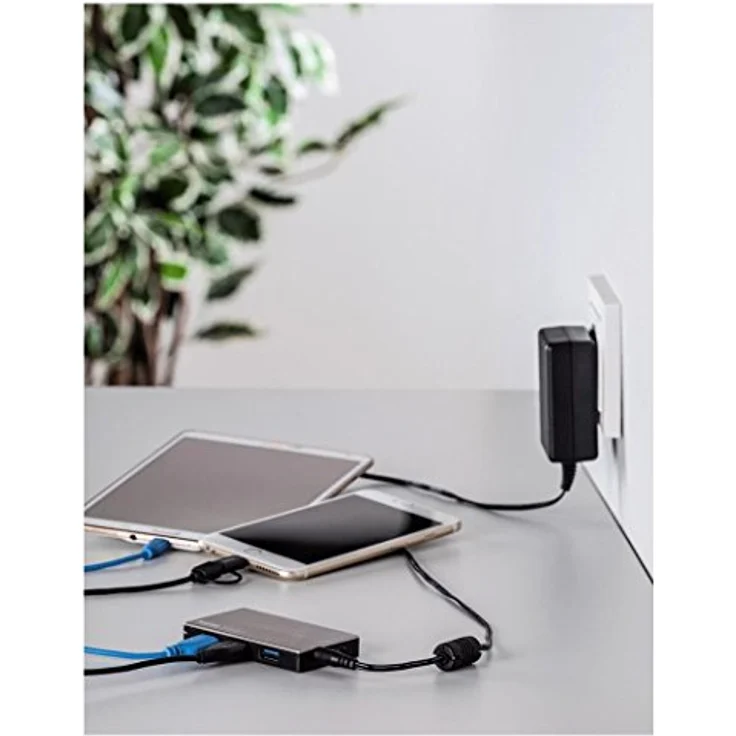 Hama USB-3.0 Hub 4-fach (USB-Verteiler mit intelligenter Ladefunktion, Adapter mit automatischer Geräteerkennung mit Netzteil und USB-Kabel, Alugehäuse) silber – Bild 7