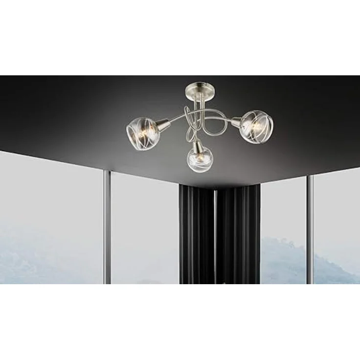 Trango 3-flg. Deckenleuchte 1010-38SD Edelstahl-Optik schwenkbar *WOW* inkl. 3x 3-Stufen dimmbar LED-Leuchtmittel 3000K warmweiß Deckenlampe mit Design rauchigen Glasschirmen Wohnzimmer Deckenstrahler – Bild 4