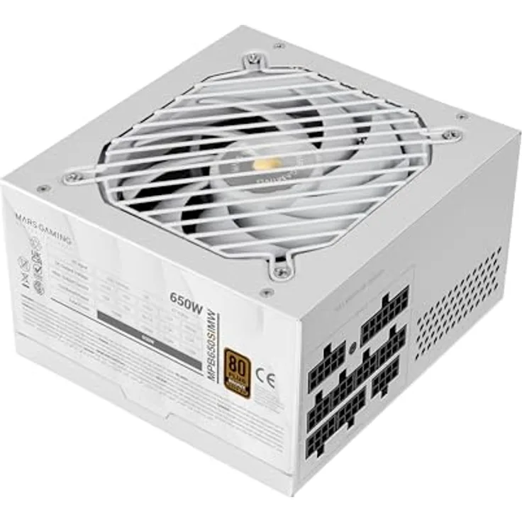 Mars Gaming MPB650SIM, Vollmodulares ATX 650W Netzteil, 80Plus Bronze, 7 Jahre Garantie, weiß, mit AI2-RPM-Technologie und SI 120mm Lüfter