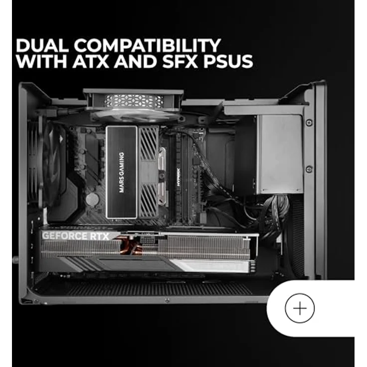 Mars Gaming MC-XPRO, Ultrakompaktes MicroATX-Gehäuse mit Mesh-Paneel-Design, 120mm Rücklüfter, 360° Kühltechnologie, Dual-Kompatibilität für ATX- und SFX-Netzteile, Mini-Tower PC, Schwarz – Bild 5