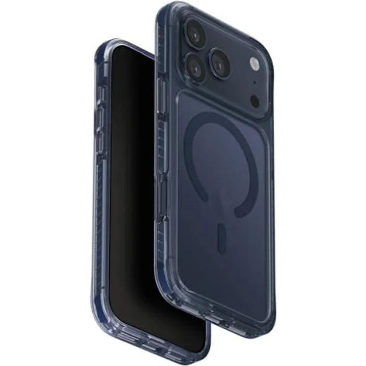 UNIQ Combat iPhone 17 Pro Max Hülle, transparente/marineblaue Handyhülle mit ShockSorb Rugged Protection und Magnetring – Bild 1