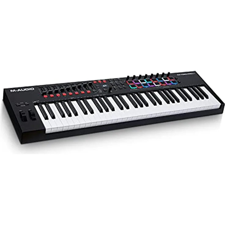 M-Audio Oxygen Pro 61 – 61-Tasten USB MIDI Keyboard Controller mit Beat Pads, MIDI-zuweisbaren Reglern, Tasten & Fadern und enthaltenem Softwarepaket