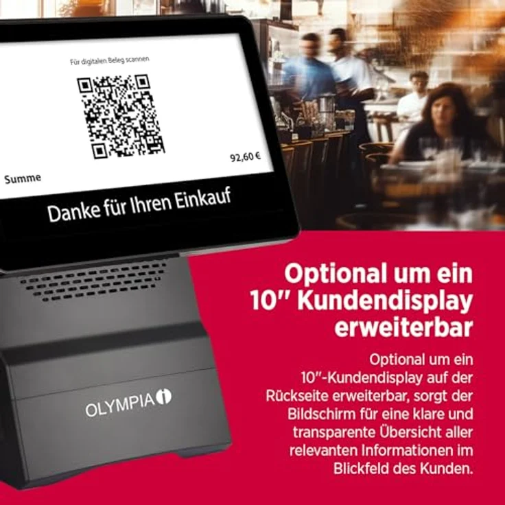 Olympia T400DK, Handels- und Gastronomiekasse mit 15,6 Zoll Touchdisplay, schwarz, ohne TSE, Android 11 – Bild 5