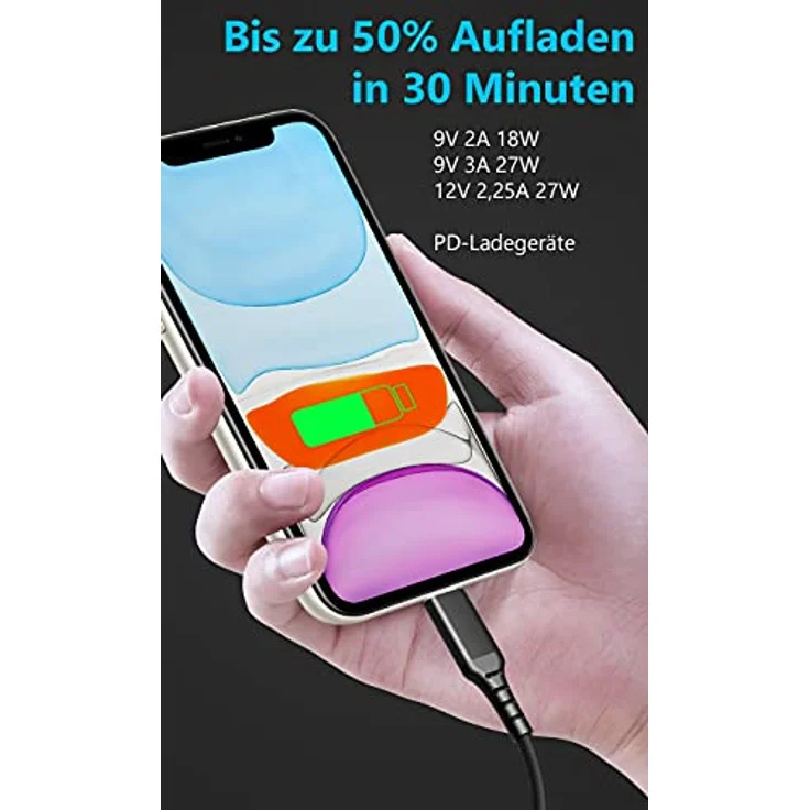CABLETEX USB C zu Lightning Kabel, 2m MFi-zertifiziertes Ladekabel für iPhone und iPad, extrem haltbar, Nylonummantelung – Bild 8
