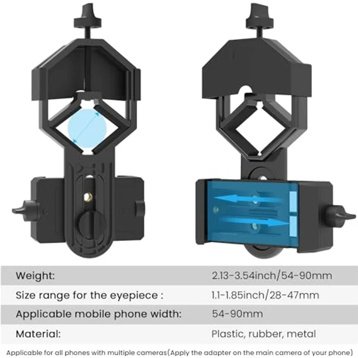 Gosky Universal-Handy-Adapterhalterung – kompatibles Fernglas Monokular Spektiv Teleskop Mikroskop, schwarz – Bild 3