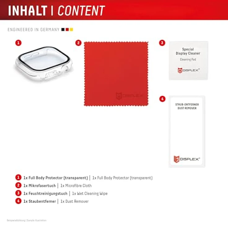 Displex 10H Panzerglas für Apple Watch 10/11 (42mm), Full Body Schutz, IP68 Wasserdicht, transparente Snap-On Montage, Premium Smartwatch Glass Protector – Bild 4