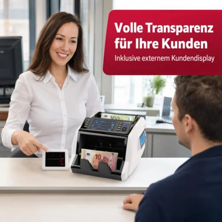 OLYMPIA Banknotenzähler NC 580 Plus, Geldzählmaschine mit Echtheitsprüfung und LED-Display, 1.000 Banknoten pro Minute – Bild 6
