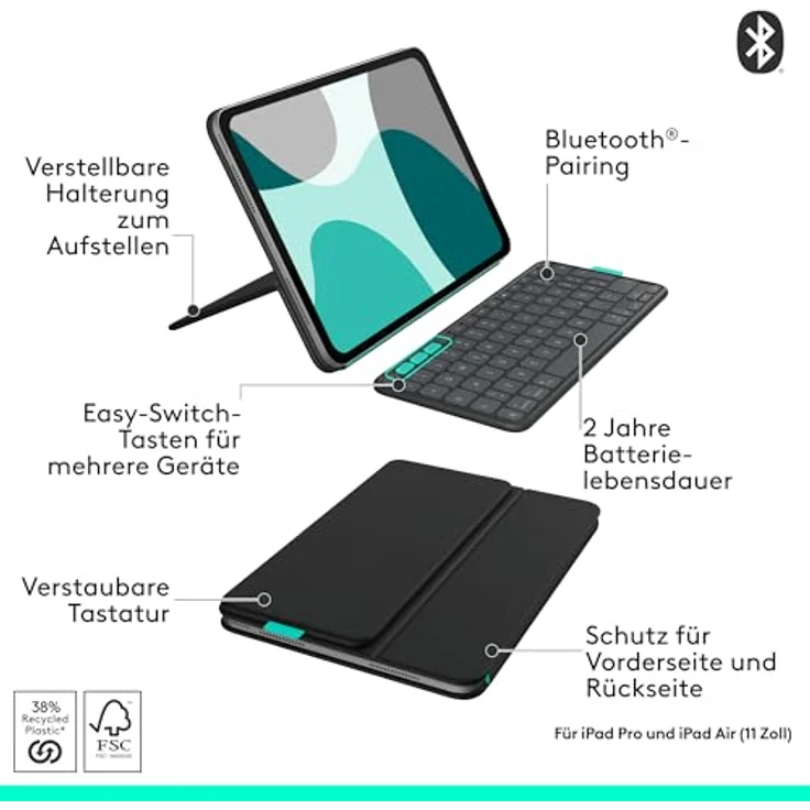 Logitech 920-013397, Tablet Tastatur mit deutscher Tastenbelegung – Bild 7