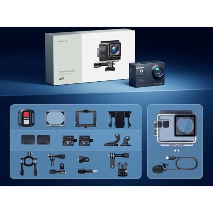 WOLFANG GA300 Action Cam, 4K 60FPS Video, 24MP Foto, WiFi, 40M wasserdicht, mit Doppelmikrofon und Zubehör – Bild 8