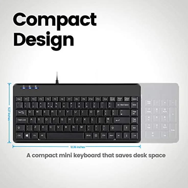 Perixx Tastatur mit USB Schwarz schwarz Mini – Bild 3