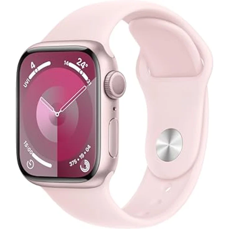 Apple Watch Series 9 GPS, 41 mm Aluminiumgehäuse Rosé, Sportarmband Hellrosa – M/L – Bild 1