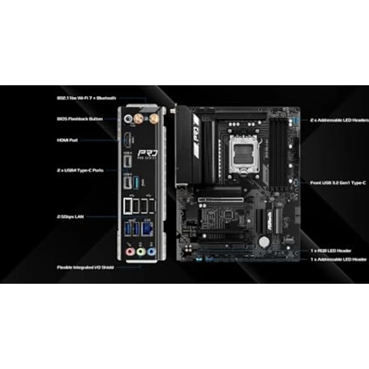 AsRock X870 Pro-A WiFi, AM5 ATX Mainboard mit HDMI/USB-C und DDR5 Unterstützung – Bild 3