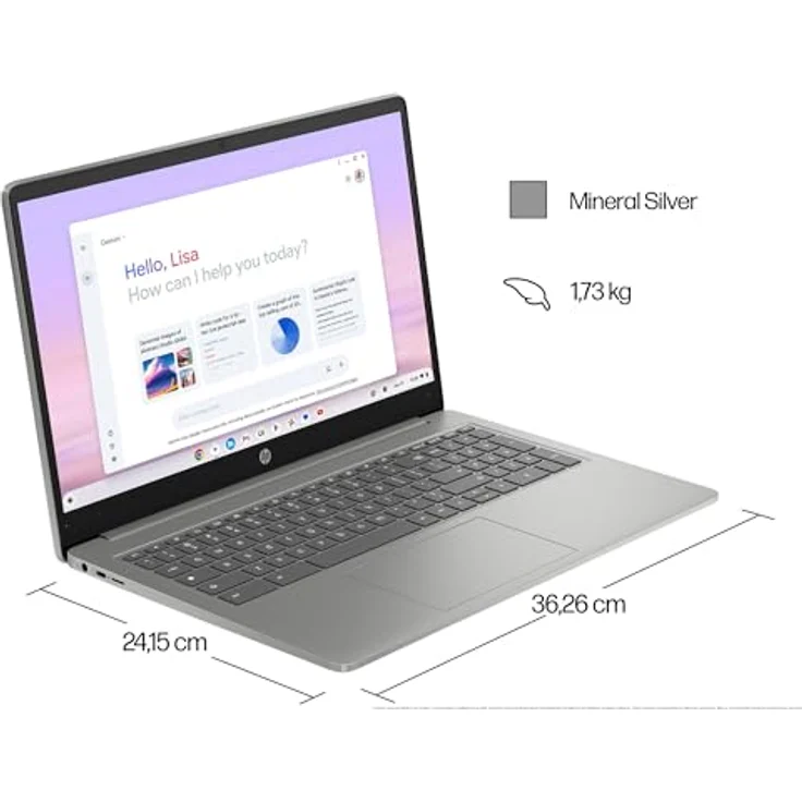 HP Chromebook | 15,6" FHD-Display | Intel Core i3-N305 | 8 GB DDR5 RAM | 256 GB UFS | Intel UHD Graphics | ChromeOS | QWERTZ | Mineral Silver |100 GB Google One - 1-Jahres-ABO inkl. – Bild 4