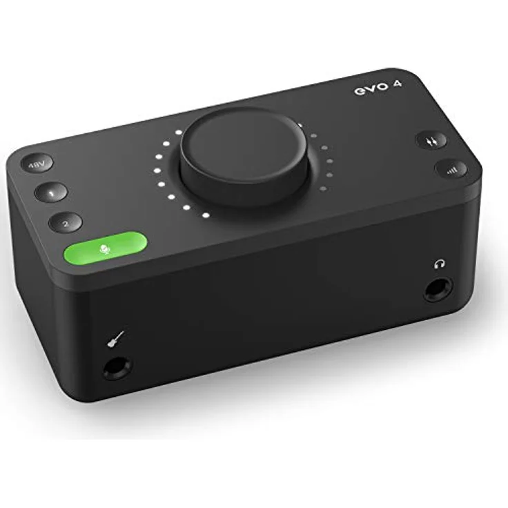 EVO Start Recording Bundle (Audiointerface EVO 4, Großmembrankondensatormikrofon SR1, geschlossene Studiokopfhörer SR2000, eine Mikrofonspinne sowie ein XLR Anschlusskabel), Schwarz – Bild 3