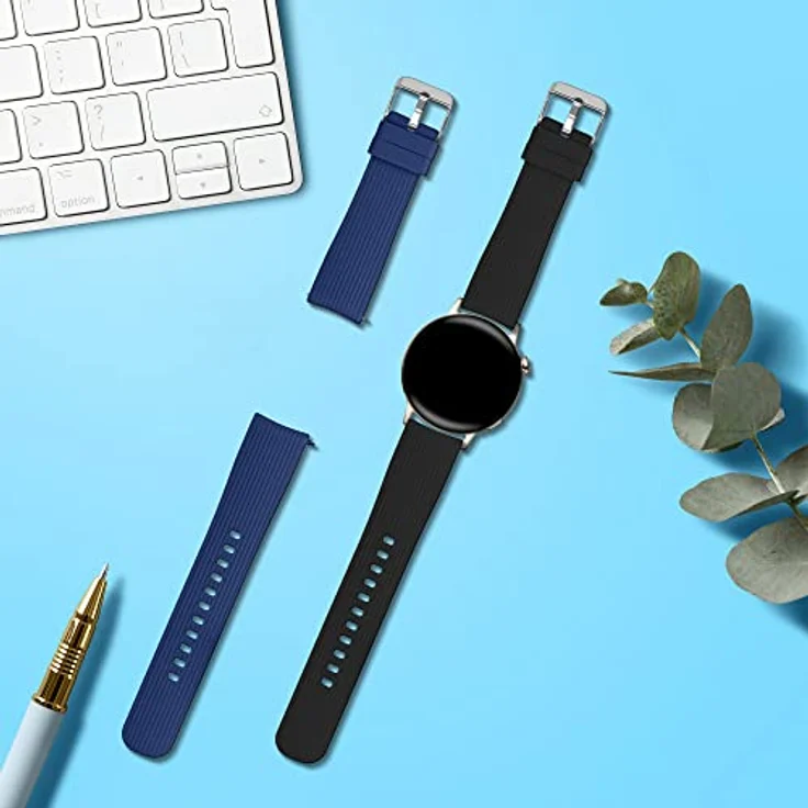 kwmobile 2X Sportarmband Set aus TPU Silikon, kompatibel mit Huawei Watch GT 3 Pro 43mm / Watch GT3 42mm / GT2 42mm / MagicWatch 2 42mm, verstellbar von 14-22 cm, in verschiedenen Farben – Bild 2