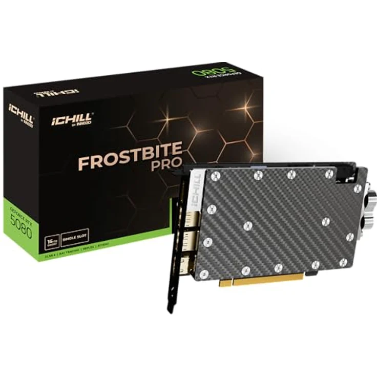 Inno3D RTX5080 iChill Frostbite Pro, Grafikkarte mit 16GB GDDR7, HDMI, 3xDP, Flüssigkeitskühlung, maximale Auflösung 7680 x 4320 Pixel – Bild 1