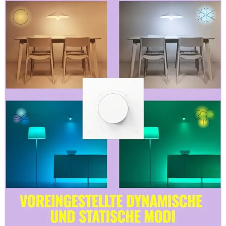 WIZ WiZ Dial Switch USB Schalter, kabelloser Lichtschalter mit dimmbarem Drehregler, Weiß – Bild 8