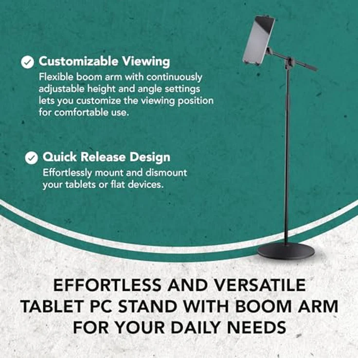 König & Meyer 19789 Tablet PC Stand mit Boom Arm, stabiler Tischständer für Tablets mit flexibler Halterung – Bild 2