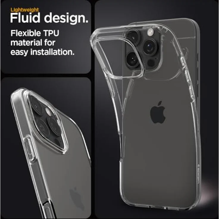 Spigen Liquid Crystal Hülle Kompatibel mit iPhone 16 Pro -Crystal Clear, Transparentes TPU Material, Schutzrand für Display und Kamera, Air Cushion und Mikro Punkt Technologie – Bild 4