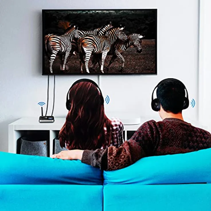 LogiLink BT0062 - Bluetooth 5.0 Audiosender und Empfänger (Transmitter und Receiver) um Nicht-bluetoohfähige Geräte mit Bluetooth auszustatten, 2 Kopfhörer gleichzeitig koppeln, Schwarz – Bild 5