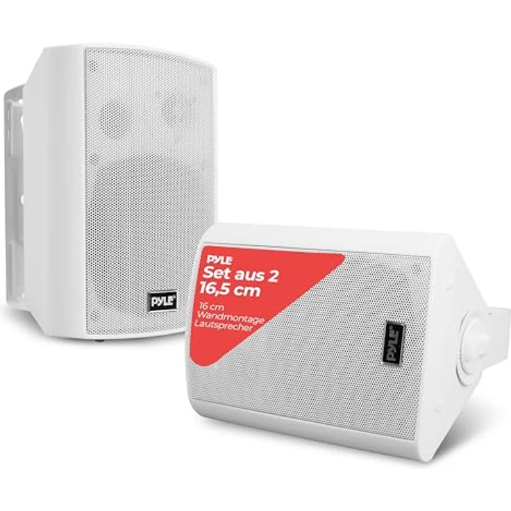 Pyle Sistema de Altavoces Estereo, Bluetooth Lautsprecher, wasserdicht, 300W, für Innen und Außen, weiß – Bild 1