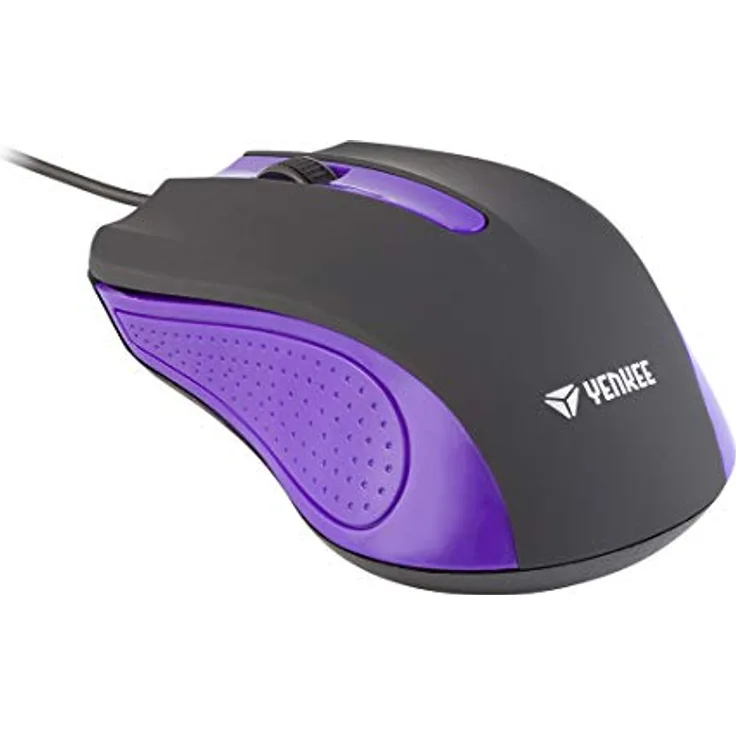Yenkee YMS 1015PE USB-Maus mit SUVA-Kabel, Ergonomisches Design, für zu Hause und Büro,Kabellänge: 1,25 m, Wired Mouse, schwarz-lila