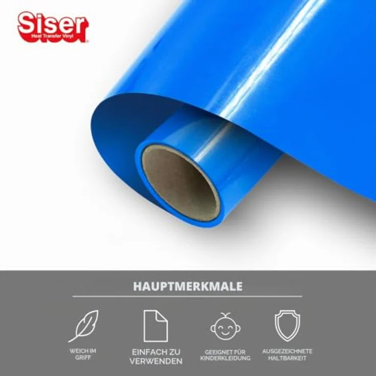 Siser Fluo Transferfolie, PVC-frei für Cad-Cut Anwendungen, Schnittbreite 30 cm, Blau – Bild 2