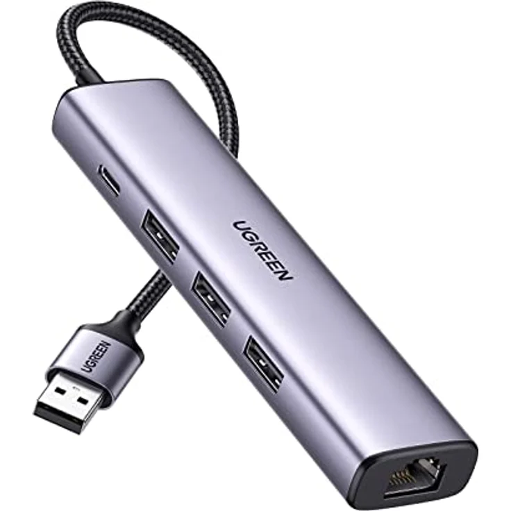 UGREEN CM475 Multifunction HUB, USB 3.0 mit 3 x USB 3.0 Ports, 1x Ethernet RJ-45, USB-C PD, Aluminiumlegierung, grau – Bild 1
