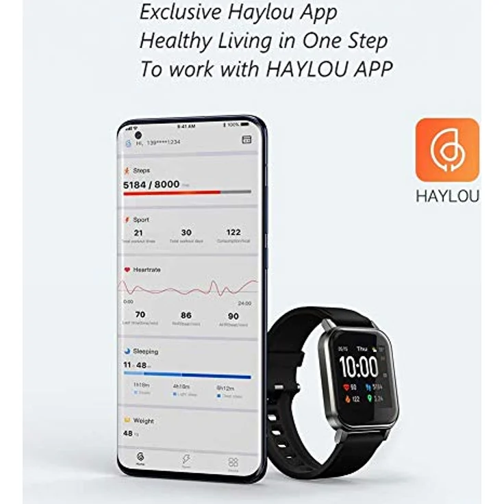 HAYLOU LS02 Fitness-Tracker Unisex, 36mm, Silikonarmband, Schwarz – Bild 6