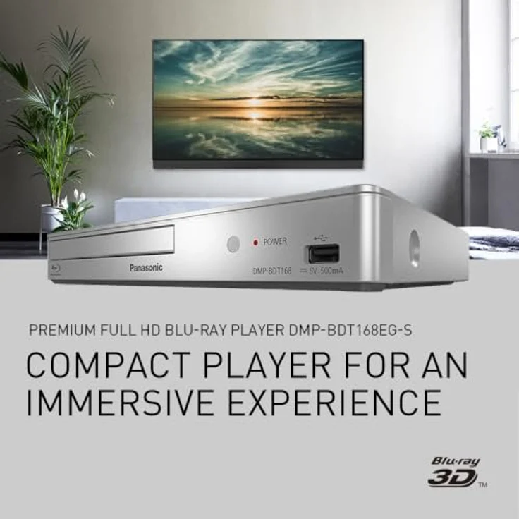 Panasonic DMP-BDT168AG, Full HD 3D Blu-ray-Player mit USB-Wiedergabe, Silber – Bild 2