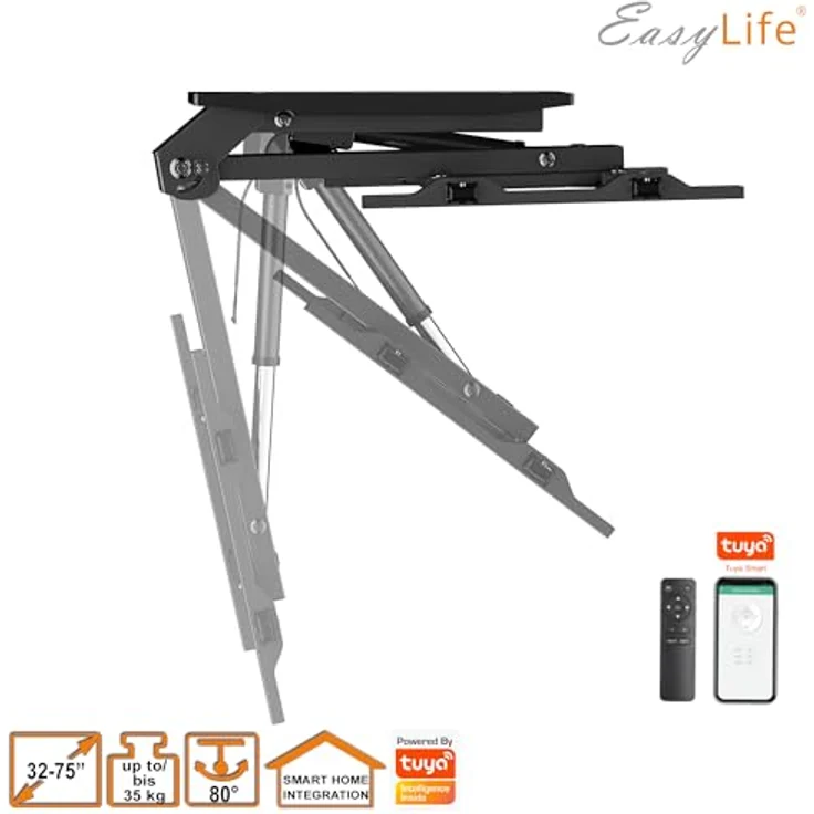 EasyLife EL-DHM-ND75S, TV Deckenhalter V2 elektrisch schwenkbar, Smart Home Integration, für 37 bis 75 Zoll (VESA bis 600x400), Schwarz – Bild 5