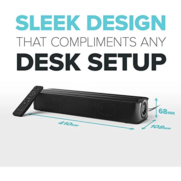 CREATIVE Stage SE Under-Monitor Soundbar mit USB Digital Audio und Bluetooth 5.3, Clear Dialog und Surround by Sound Blaster, Stromversorgung über Adapter – Bild 3