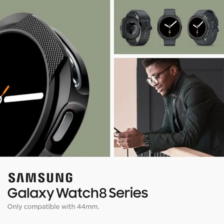 Spigen Liquid Air Hülle für Samsung Galaxy Watch 8 44mm (2025), TPU mit erhöhtem Displayschutz, Matt Schwarz – Bild 3