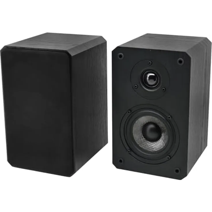 Soundmaster LS5050SW HiFi Regallautsprecher, passive 2-Wege Bass-Reflex Lautsprecher mit 50 Watt Leistung, schwarz