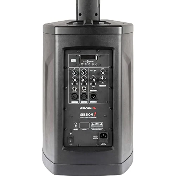 Proel SESSION1, Tragbares PA Lautsprecher-System mit 400 W Class-D-Verstärker, Bluetooth und 3-Kanal-Mixer, Schwarz – Bild 3