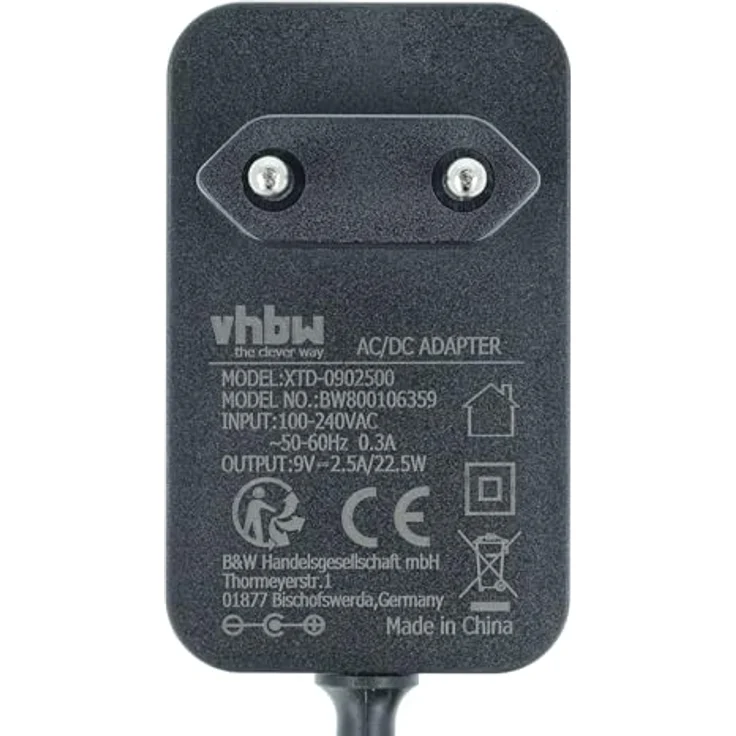 vhbw Netzteil kompatibel mit Idena Sing-A-Long 40104, AC/DC Adapter mit 9 V / 2,5 A, 100 cm Kabellänge, Euro-Stecker – Bild 5